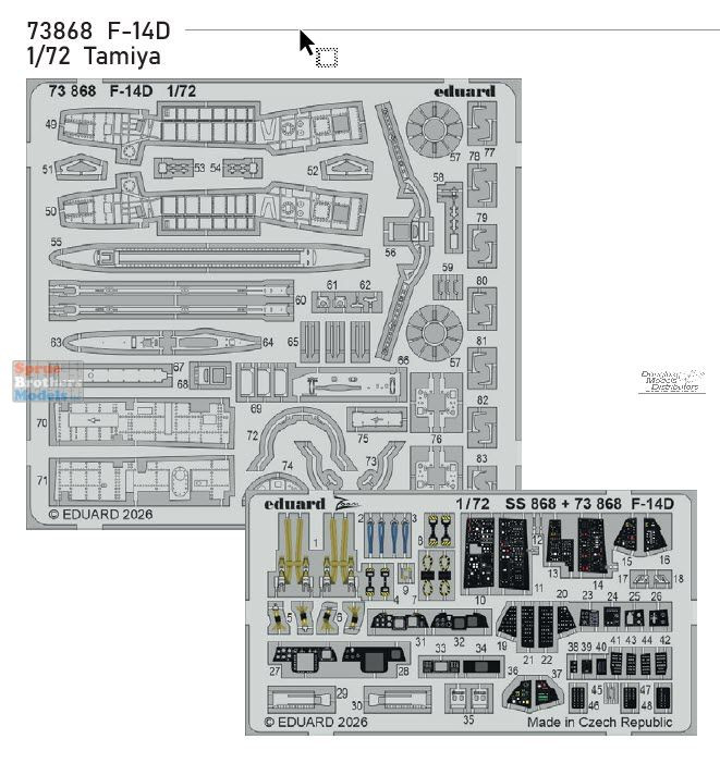 EDU73868 1:72 Eduard Color PE - F-14D Tomcat Detail Set (TAM kit