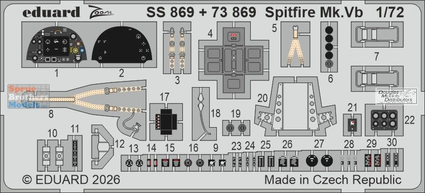EDUSS869 1:72 Eduard Color Zoom PE - Spitfire Mk.Vb (IBG kit