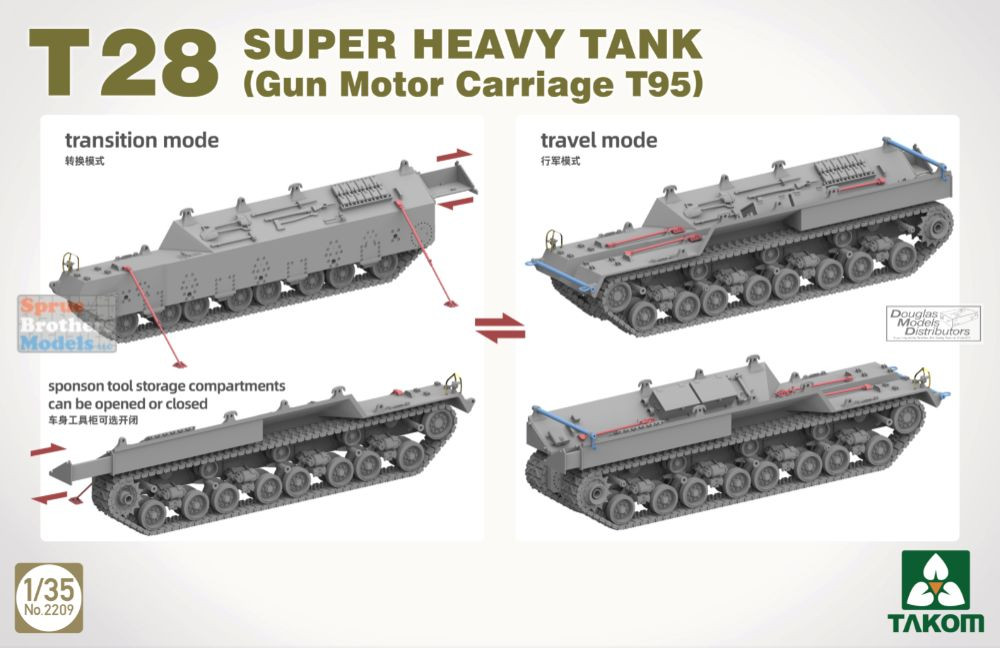 TAK02209 1:35 Takom T28 Super Heavy Tank (Gun Motor Carriage T95
