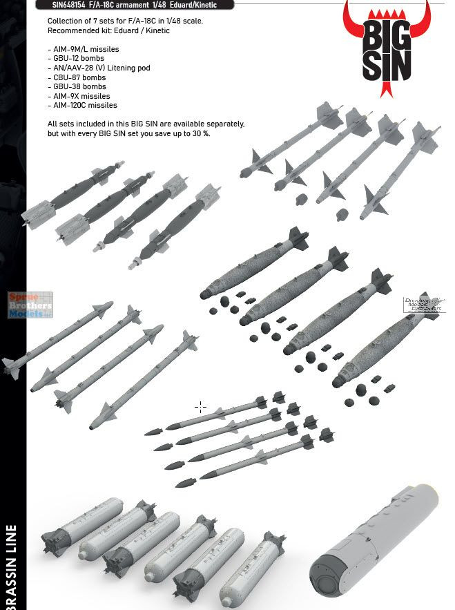 EDUSIN648154 1:48 Eduard BIG SIN F-18C Hornet Armament Set (EDU
