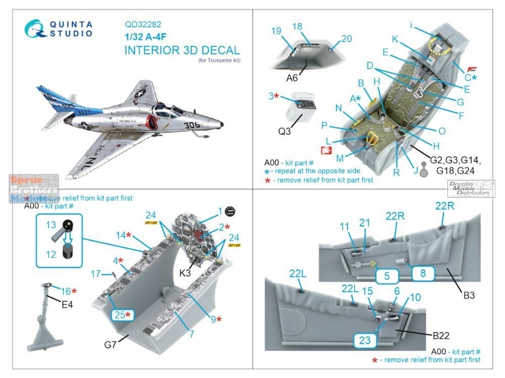 QTSQD32282 1:32 Quinta Studio 3D Decal - A-4F Skyhawk (TRP kit