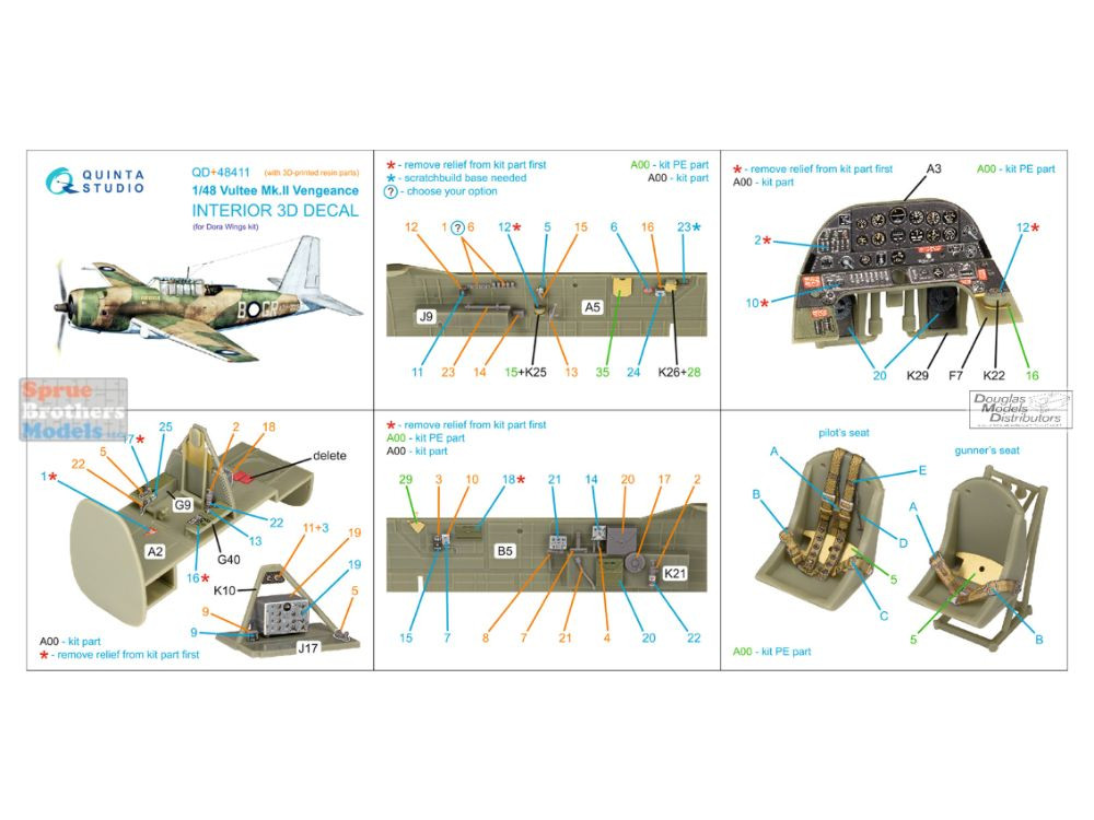 QTSQD48411R 1:48 Quinta Studio 3D Decal - Vultee Mk.II Vengeance +