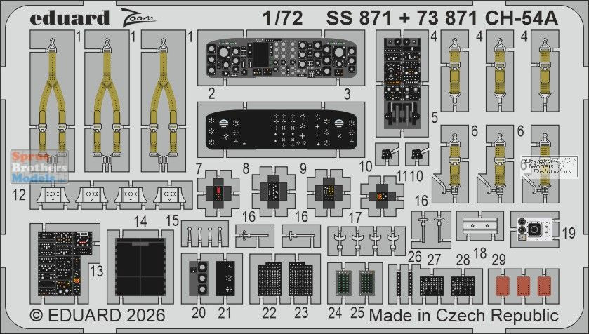 Eduard パーツセット EDUSS871 1:72 Eduard Color Zoom PE - CH-54A Tarhe (ICM kit