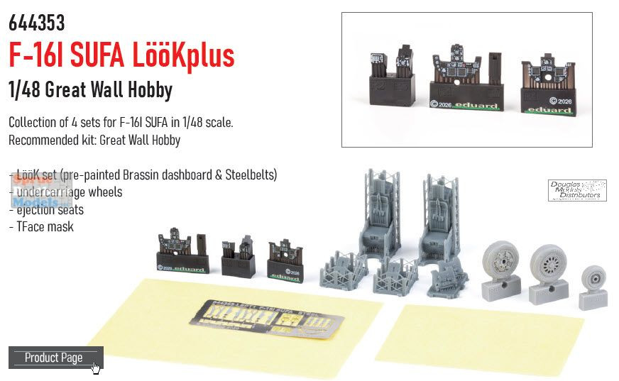 EDU644353 1:48 Eduard LookPlus - F-16I Sufa Detail Set (GWH kit