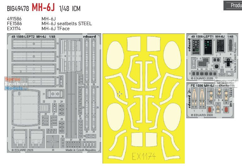 EDUBIG49478 1:48 Eduard BIG ED MH-6J Little Bird Detail Set (ICM