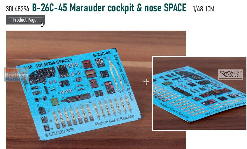 EDU3DL48294 1:48 Eduard SPACE - B-26C-45 Marauder Cockpit & Nose