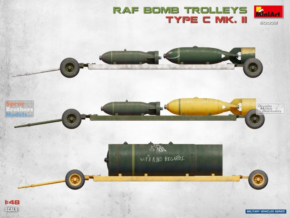 MIA50002 1:48 Miniart RAF Bomb Trolley Type C Mk.II with Bombs