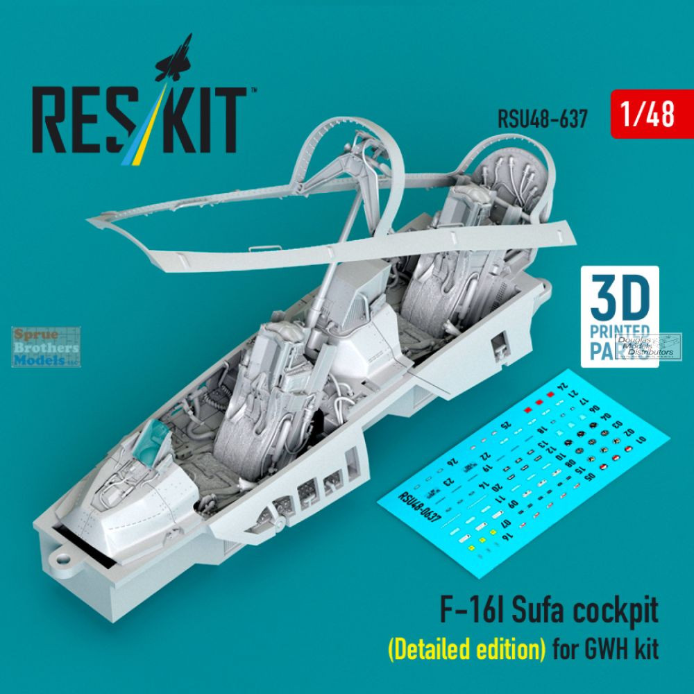 RESRSU480637U 1:48 ResKit F-16I Sufa Cockpit Set Detailed Edition
