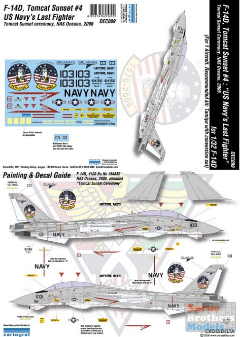 CXDDEC009 1:32 CrossDelta Decals - F-14D Tomcat US Navy's Last