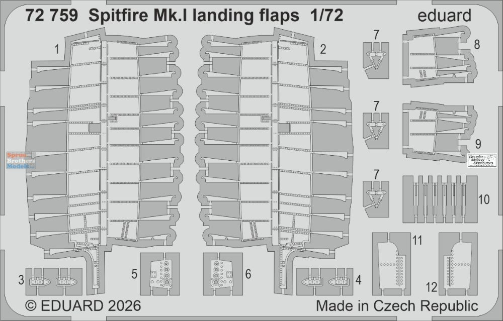 EDU72759 1:72 Eduard PE - Spitfire Mk.I Landing Flaps (EDU kit