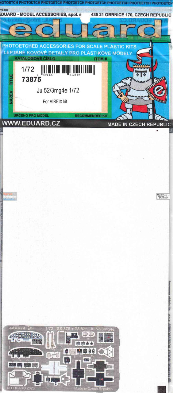 EDU73875 1:72 Eduard Color PE - Ju52/3mg4e Detail Set (AFX kit