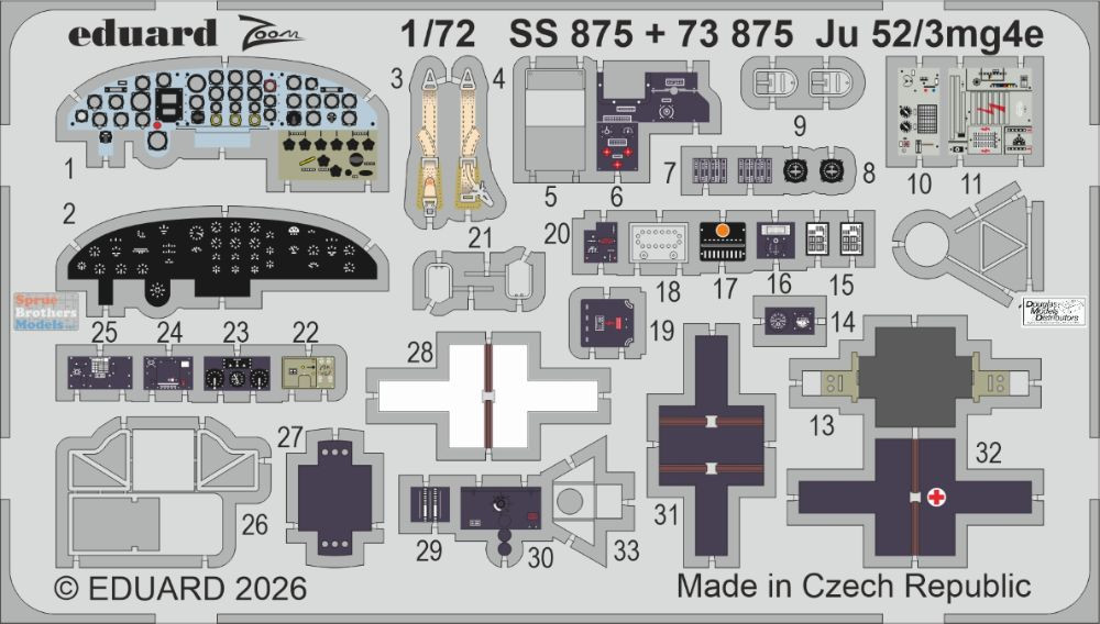 Eduard パーツセット EDUSS875 1:72 Eduard Color Zoom PE - Ju52/3mg4e (AFX kit) - Sprue