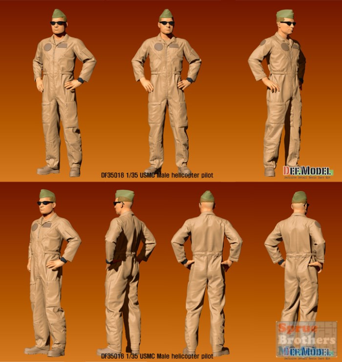 DEFDF35018 1:35 DEF Model Figure Set - USMC Male Helicopter Pilot