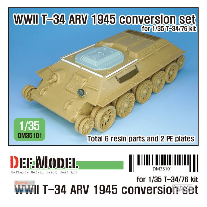 DEFDM35101 1:35 DEF Model WW2 T-34 ARV 1945 Conversion Set - Sprue