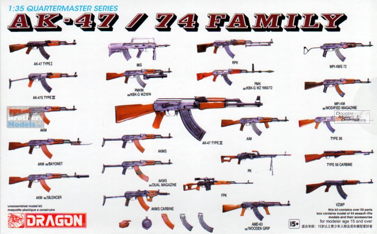 DML3802 1:35 Dragon AK-47 / 74 Family Weapons Set - Sprue Brothers