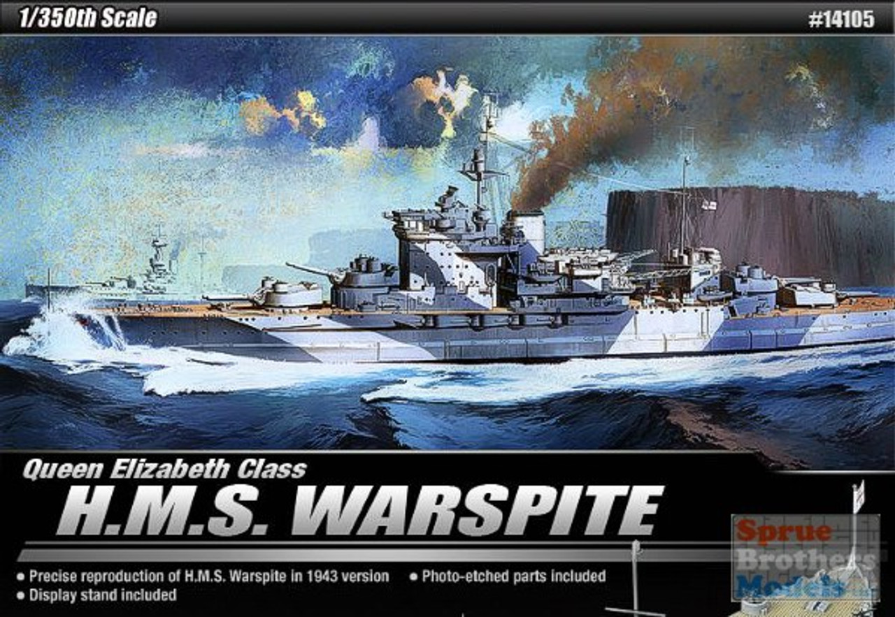 ACA14105 1:350 Academy HMS Warspite Queen Elizabeth Class Battleship #14105