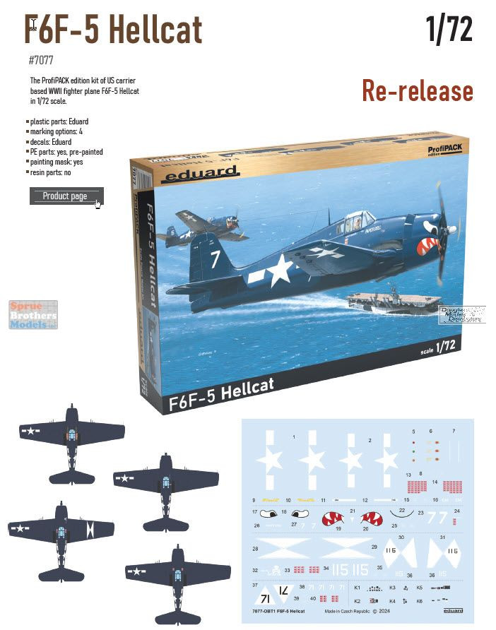 EDU07077 1:72 Eduard F6F-5 Hellcat ProfoPACK - Sprue Brothers