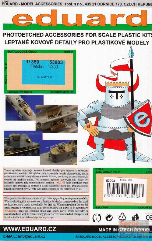 EDU53003 1:350 Eduard PE - Fletcher Detail Set (TAM kit) - Sprue