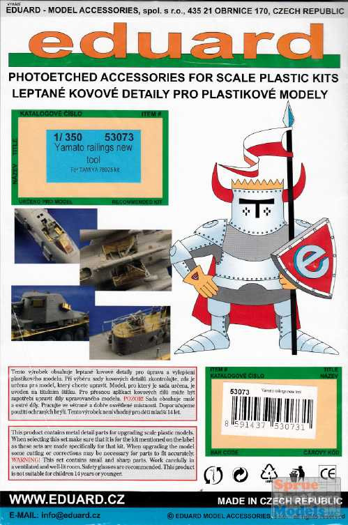EDU53073 1:350 Eduard PE - IJN Yamato Railings (new TAM kit