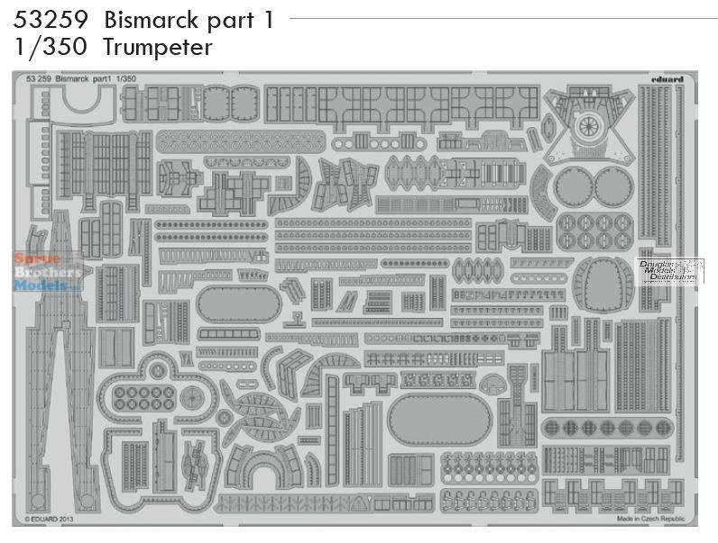 EDU53259 1:350 Eduard PE - Bismarck Detail Set Part 1 (TRP kit