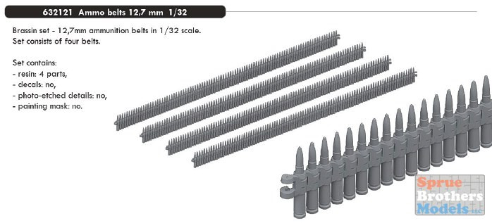 EDU632121 1:32 Eduard Brassin Ammo Belts 12.7mm - Sprue Brothers