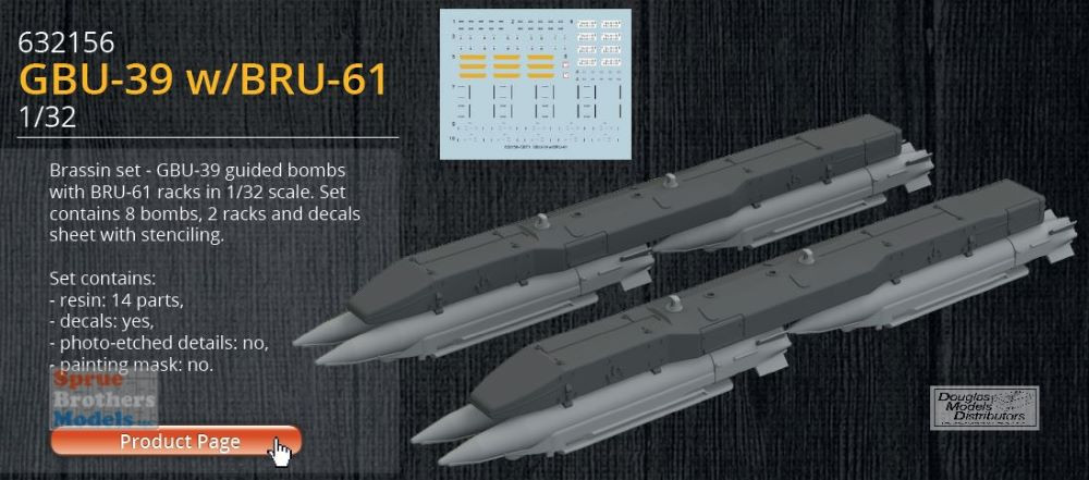 EDU632156 1:32 Eduard Brassin GBU-39 Small Diameter Bomb with BRU