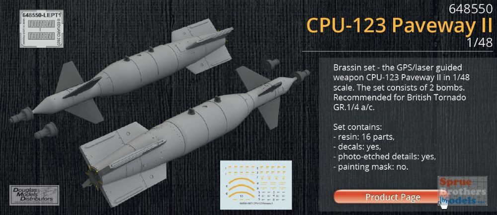EDU648550 1:48 Eduard Brassin CPU-123 Paveway II Bomb Set - Sprue