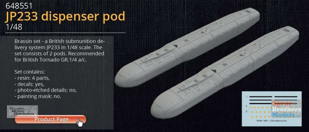 EDU648551 1:48 Eduard Brassin JP233 Dispenser Pod Set - Sprue