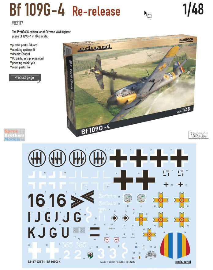 EDU82117 1:48 Eduard Bf109G-4 ProfiPACK - Sprue Brothers Models LLC
