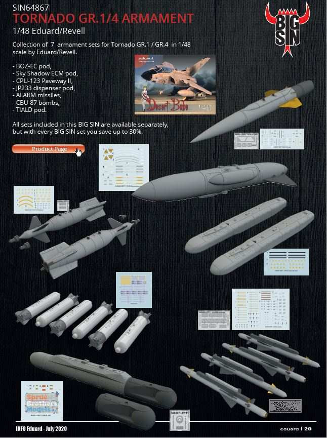 EDUSIN64867 1:48 Eduard BIG SIN Tornado GR.1/4 Armament Set (EDU