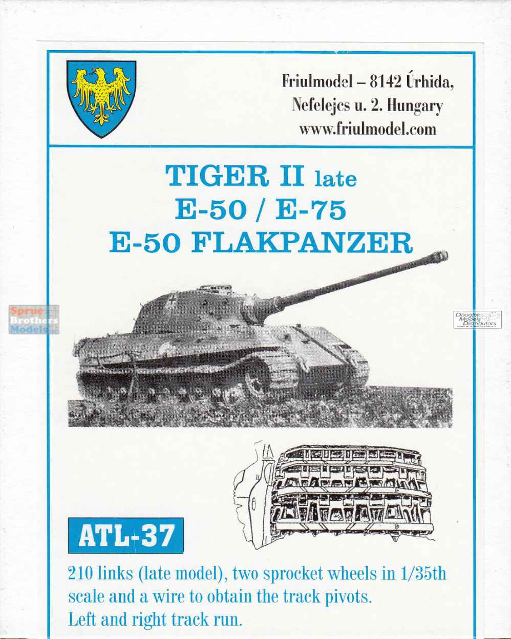 FRUATL037 1:35 Friulmodel Track Link Set - Tiger II Late E-50 E-75 E-50  Flakpanzer (210 Links)