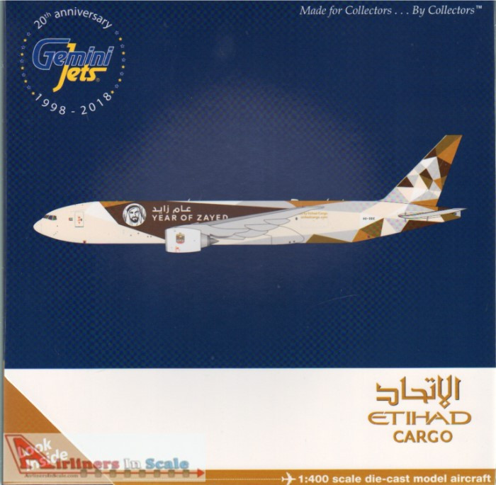 GEMGJ1812 1:400 Gemini Jets Eithad Cargo Boeing 777F Reg #A6-DDE