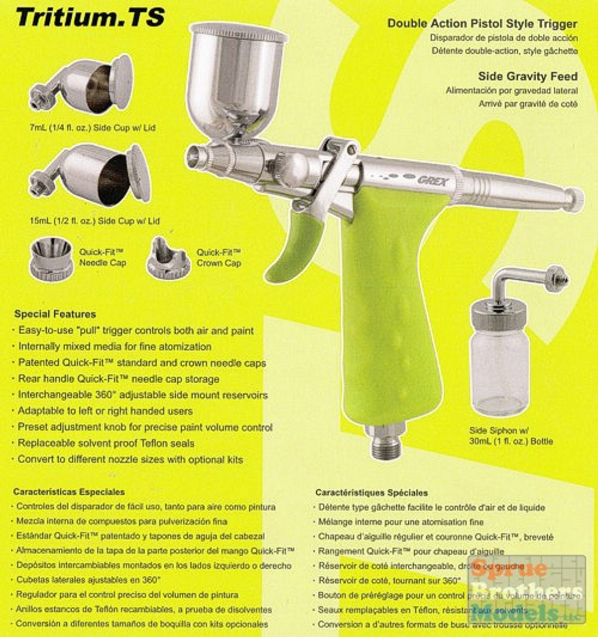 Grxts5 Grex Tritium Ts5 Dual Action Pistol Style Airbrush Side Gravity 0 5mm Nozzle Ts5 Sprue Brothers Models Llc