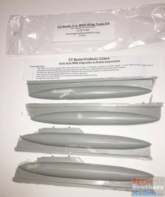 GTR32064 1:32 GT Resin F-4 Phantom II MDD Wing Tank Set (TAM/REV
