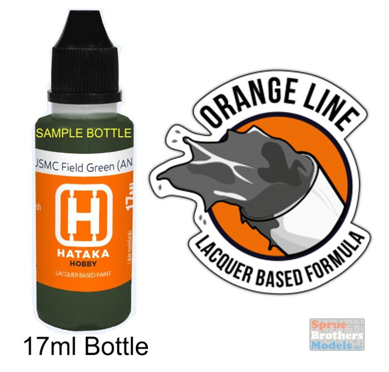 HTKXP007-17 Hataka Hobby Orange Line Lacquer Paint Bottle 17ml: Matt Lacquer  Clear Coat - Sprue Brothers Models LLC