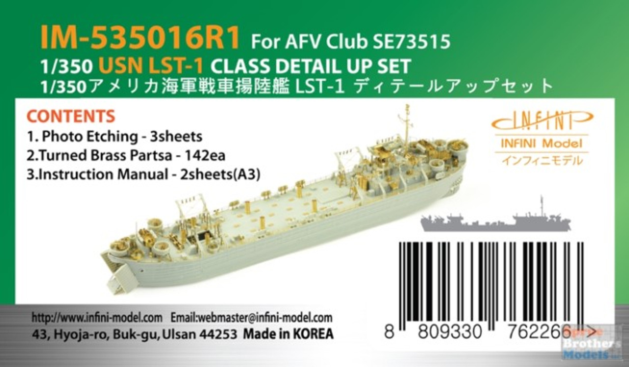 INFIM535016R1 1:350 Infini Model USN LST-1 Class Detail Up Set (AFV kit)