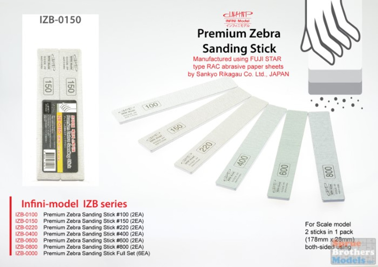 INFIZB0150 Infini Model Premium Zebra Sanding Stick - 150 Grit (2 pcs) -  Sprue Brothers Models LLC