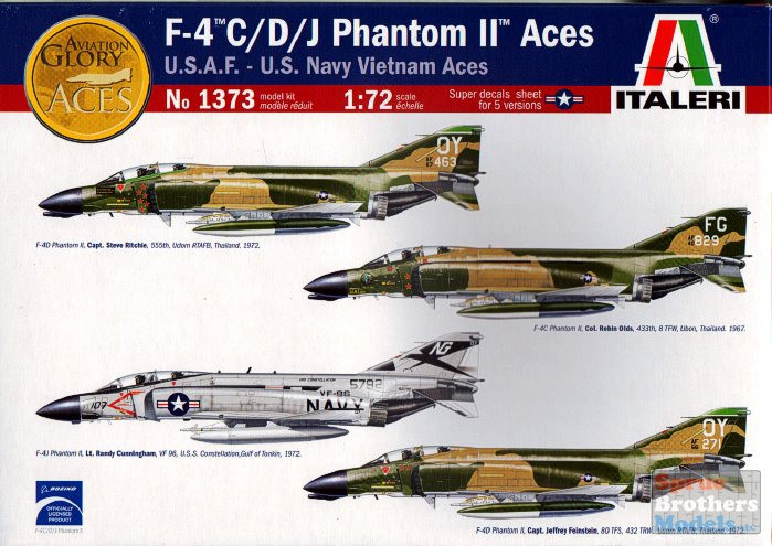 ITA1373 1:72 Italeri F-4C F-4D F-4J Phantom II Aces USAF - US Navy