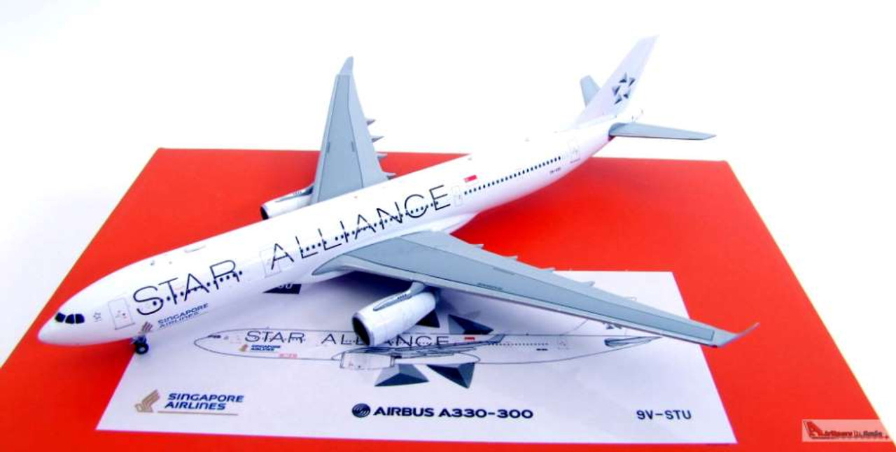 JCW4333002 1:400 JC Wings Singapore Airlines Airbus A330-300 Reg #9V-STU  Star Alliance (pre-painted/pre-built)