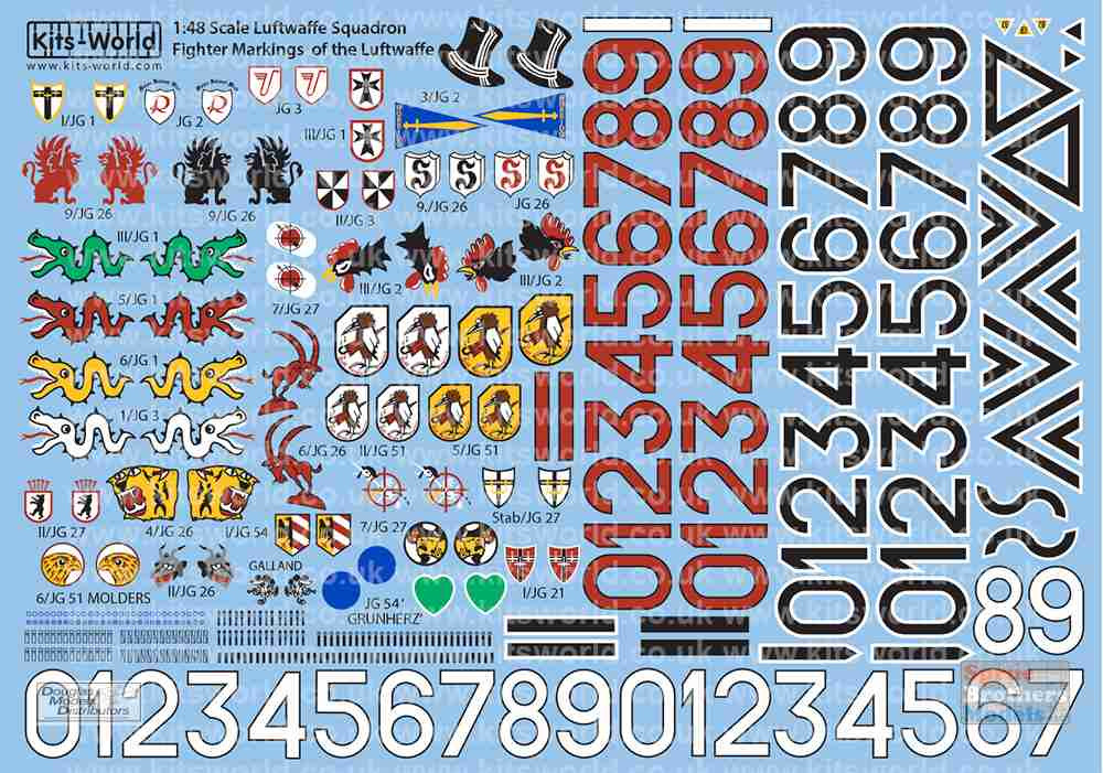 Warbird 148 Scale Luftwaffe Fighter Numbers Model Aircraft Decal Set ...