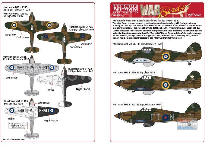 KSW148210 1:48 Kits-World Decals Pre-& Early WW2 Serial and