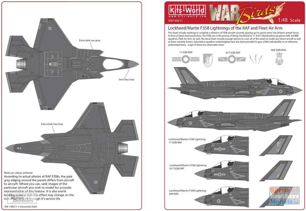 KSW148211 1:48 Kits-World Decals - F-35B Lighting II of the RAF and Fleet  Air Arm