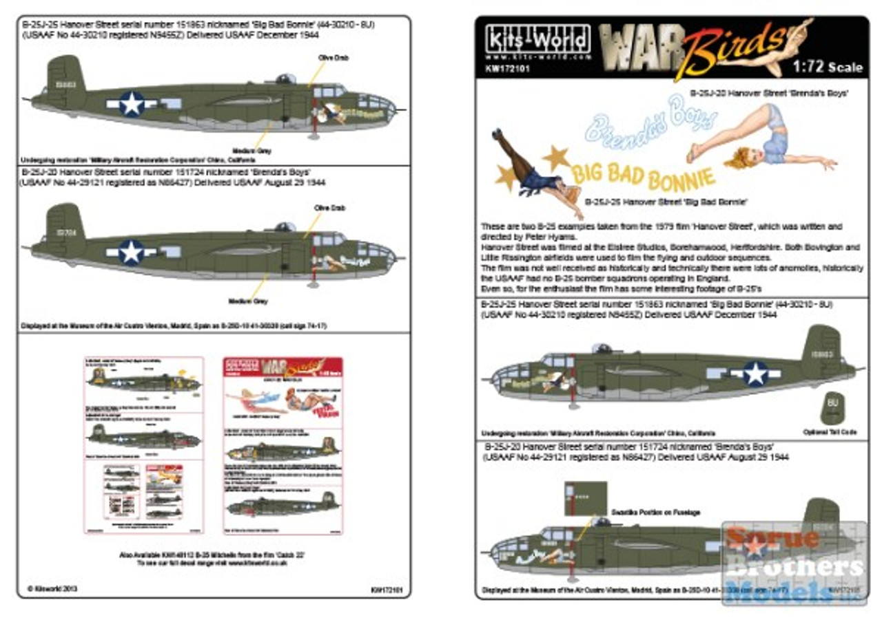 KSW172101 1:72 Kits-World Decals B-25J Mitchell Brenda's Boys