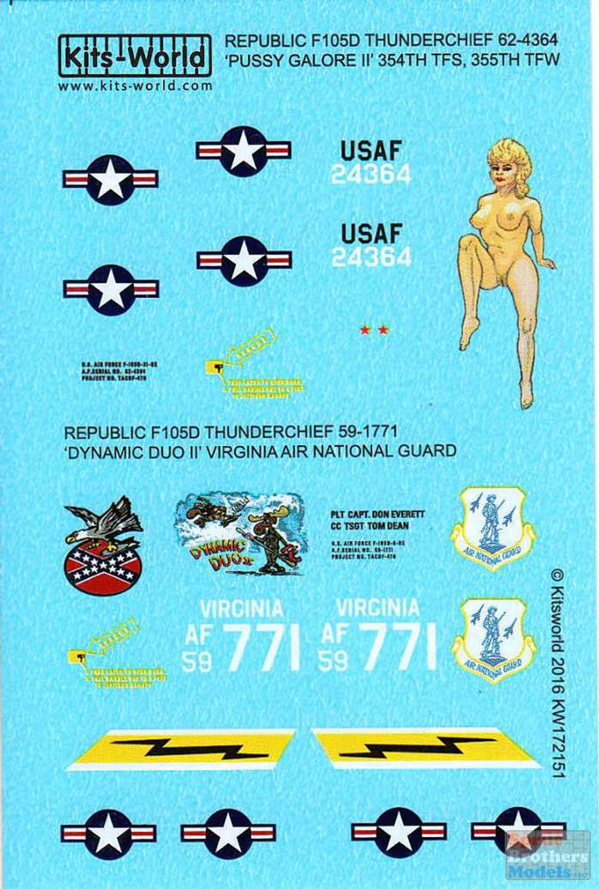 KSW172151 1:72 Kits-World Decals F-105D Thunderchief 'Pussy Galore