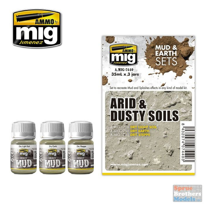 AMM7440 AMMO by Mig Mud & Earth Sets - Arid & Dusty Soils - Sprue