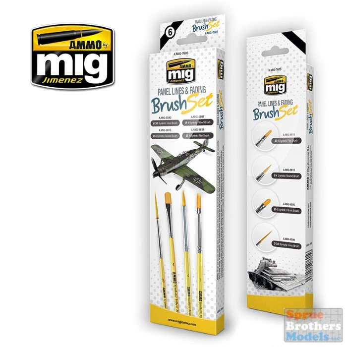AMM7605 AMMO by Mig - Panel Lines & Fading Brush Set - Sprue