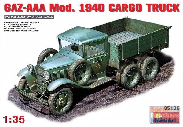 MIA35136 1:35 Miniart GAZ-AAA Mod 1940 Cargo Truck #35136 - Sprue