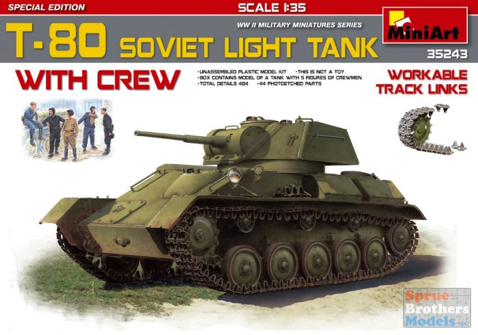 MIA35243 1:35 MiniArt T-80 Soviet Light Tank with Crew - Sprue