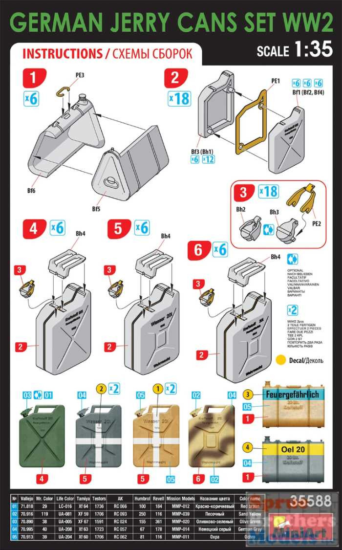 MIA35588 1:35 Miniart German Jerry Cans Set WW2 - Sprue Brothers