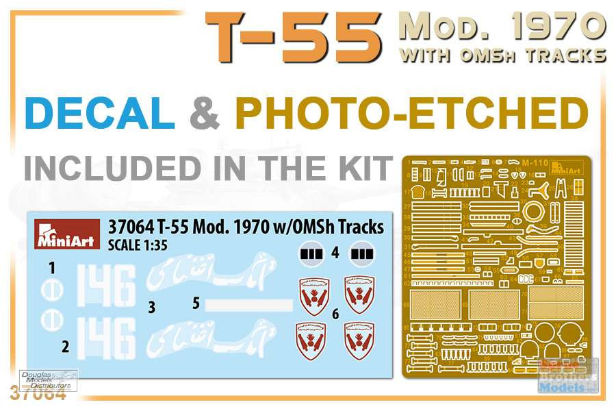 MIA37064 1:35 Miniart T-55 Mod 1970 with OMSH Tracks - Sprue